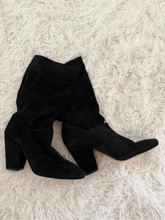 1. State Shoes - 1.STATE Maribell Black Suede Block Heel Mid Calf Boots 9M NWOB